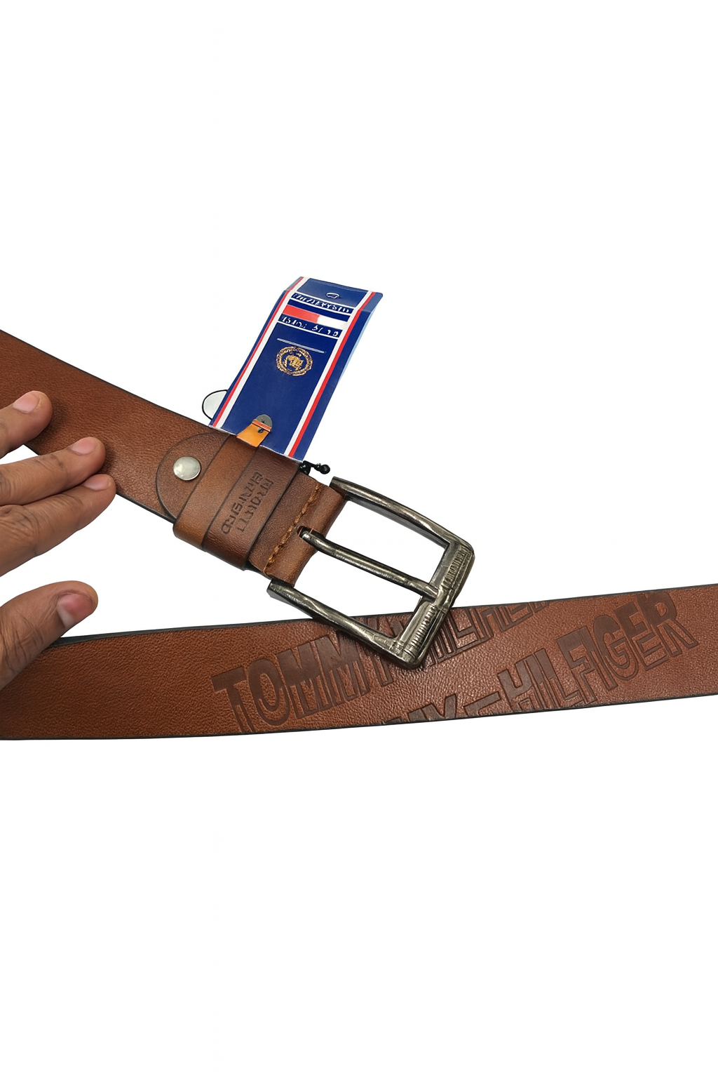 Tommy Hilfiger Inspired Embossed Leather Belt