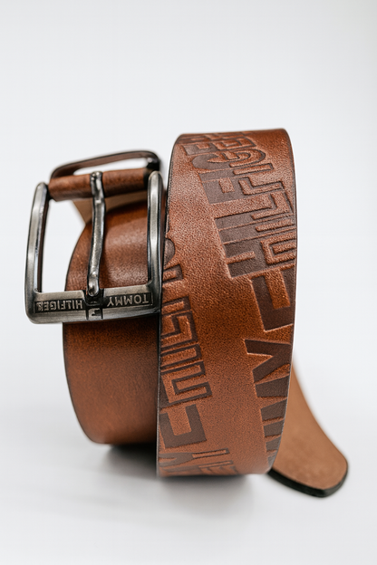 Tommy Hilfiger Inspired Embossed Leather Belt