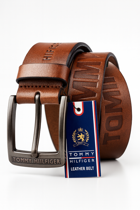 Tommy Hilfiger Inspired Embossed Leather Belt