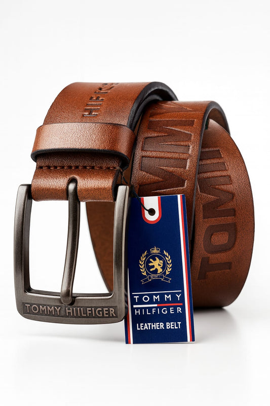Tommy Hilfiger Inspired Embossed Leather Belt
