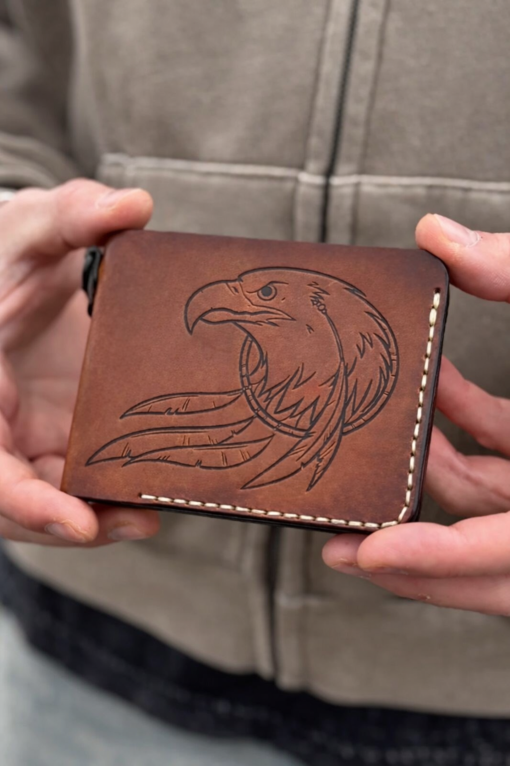 Premium leather wallet with Eagle Embossing