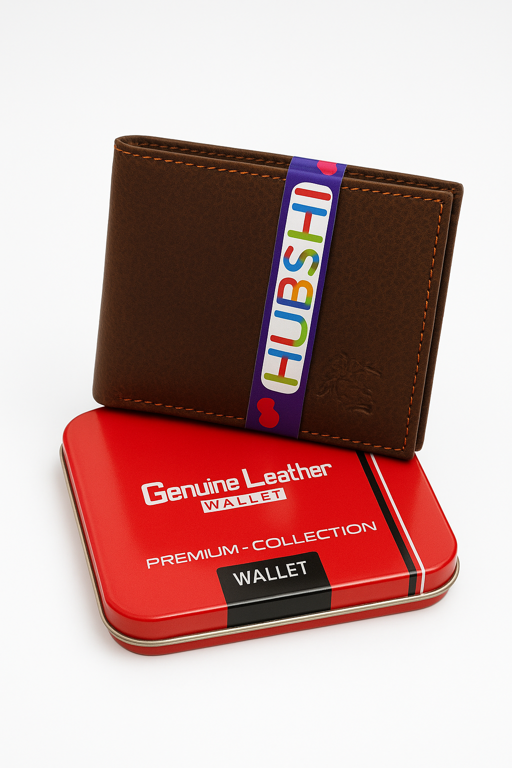 HUBSHI Premium Brown Leather Wallet