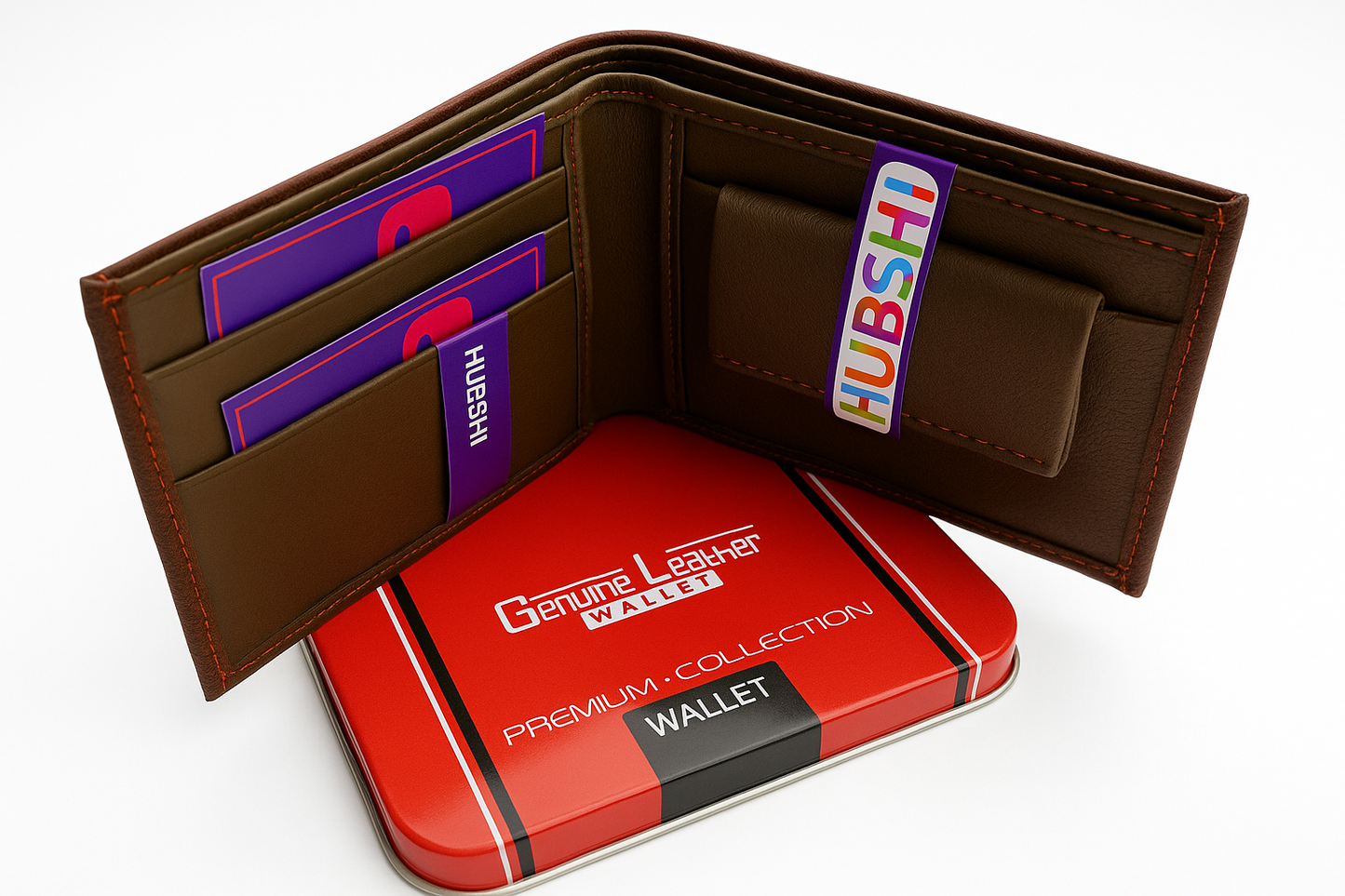 HUBSHI Premium Brown Leather Wallet
