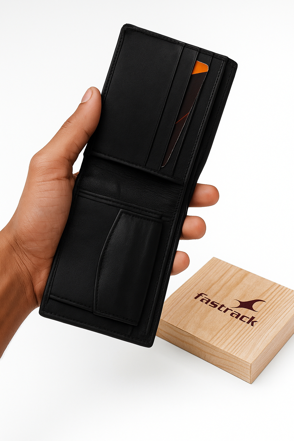 Fastrack Premium Black Leather Wallet for Men