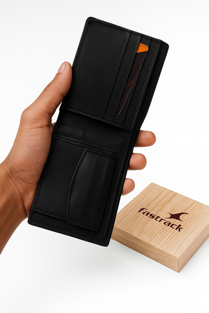 Fastrack Premium Black Leather Wallet for Men