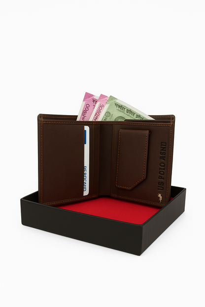 U.S. Polo Assn. Brown Genuine Leather Wallet for Men